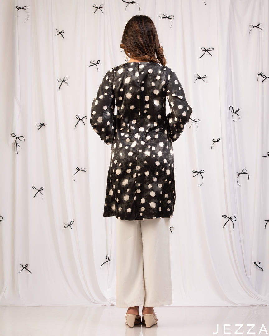 Playful Charm: Satin Polka-Dot Knee Top 80891