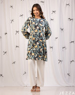 Load image into Gallery viewer, Floral Grace: Satin Round-Neck Knee Top 78241