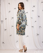 Load image into Gallery viewer, Floral Grace: Satin Round-Neck Knee Top 78241