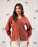 Load image into Gallery viewer, Bold Warmth: Flaming Brick Red Hip Top 77892