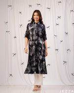 Load image into Gallery viewer, Artful Flow: Abstract Print Collared Midi Top 81551