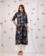 Load image into Gallery viewer, Artful Flow: Abstract Print Collared Midi Top 81551