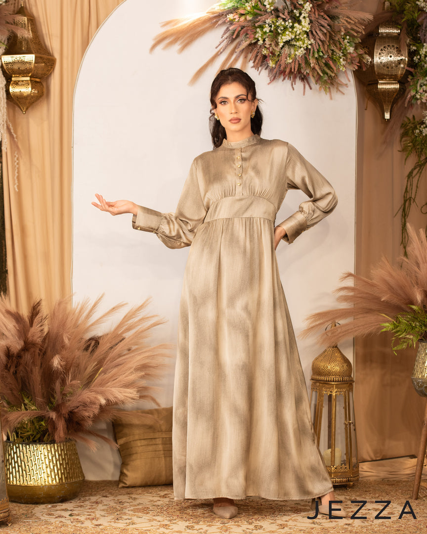 Satin Long Dress Long Sleeves 59292