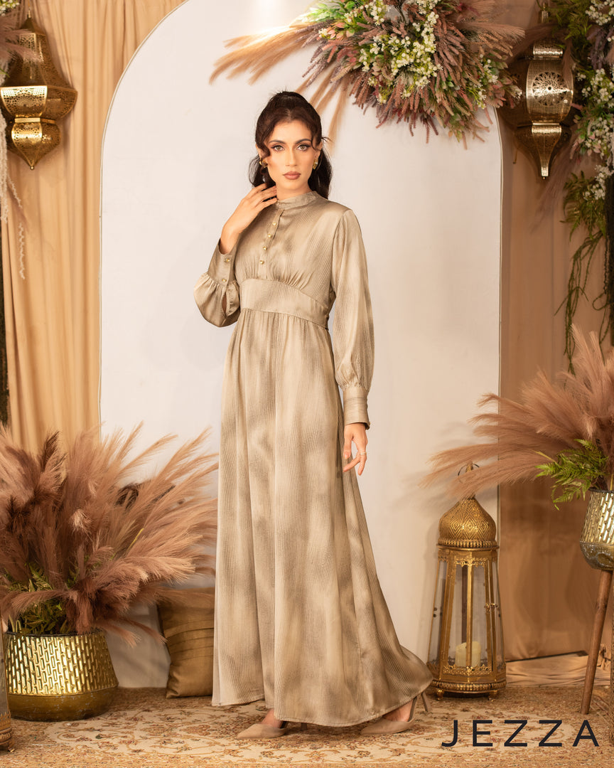 Satin Long Dress Long Sleeves 59292