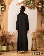 Load image into Gallery viewer, Black Satin-Textured Long Dress 62941