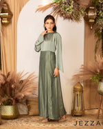 Load image into Gallery viewer, Crushed Polyester &amp; Satin Long Sleeve Dress 62931
