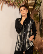 Load image into Gallery viewer, Printed Polyester &amp; Twill Button-Down Top 59781