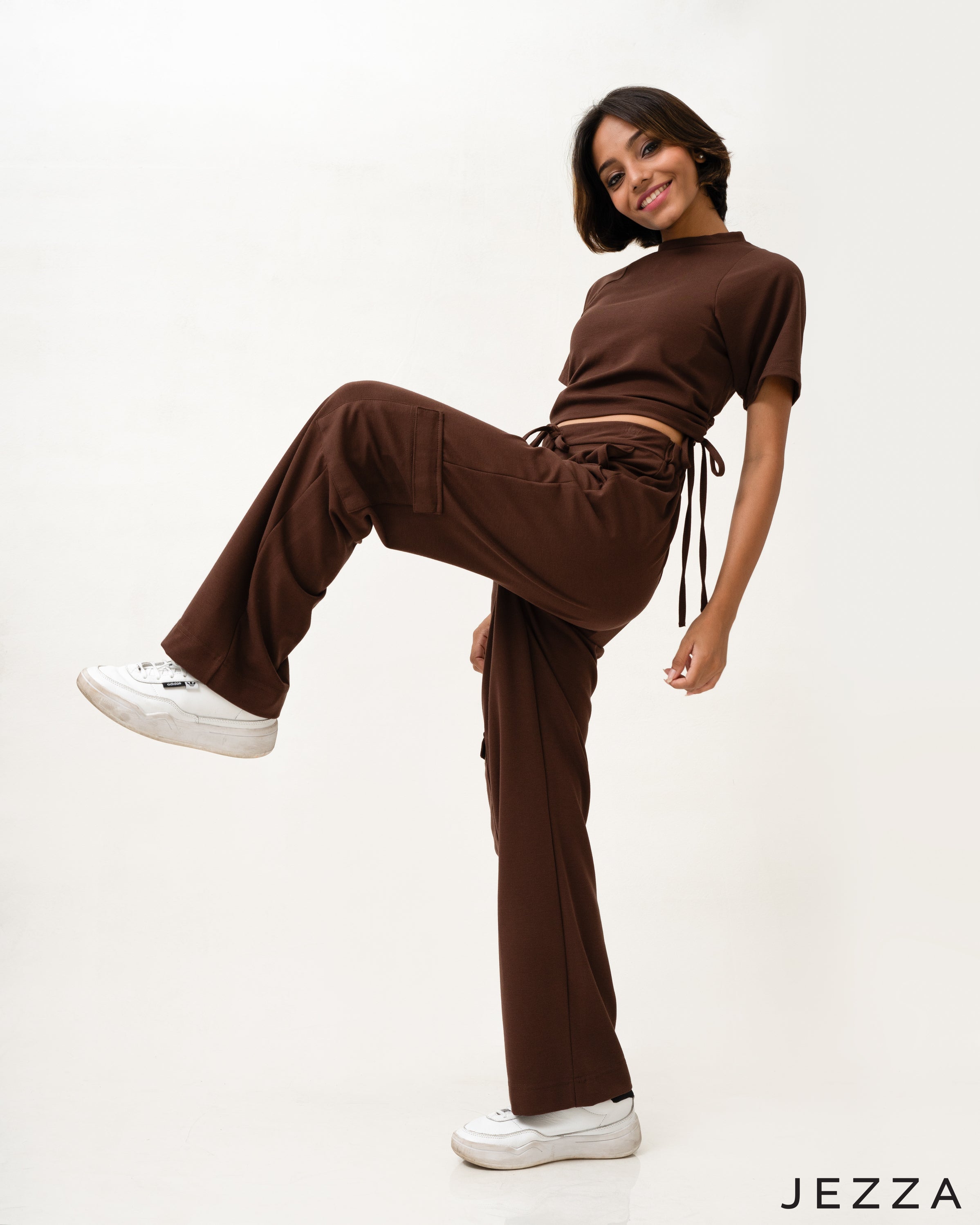 Womens Matching Crop Top Pant Set