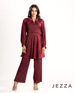 Load image into Gallery viewer, Crepe Satin Peplum Set 62621