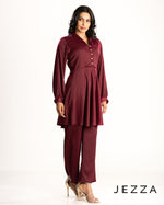 Load image into Gallery viewer, Crepe Satin Peplum Set 62621