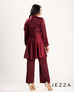 Load image into Gallery viewer, Crepe Satin Peplum Set 62621