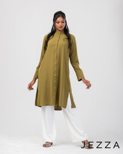 Flowy Knee-Length Polyester Top 59921