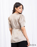 Load image into Gallery viewer, Short Sleeve Thick Satin Occasion Top 66292