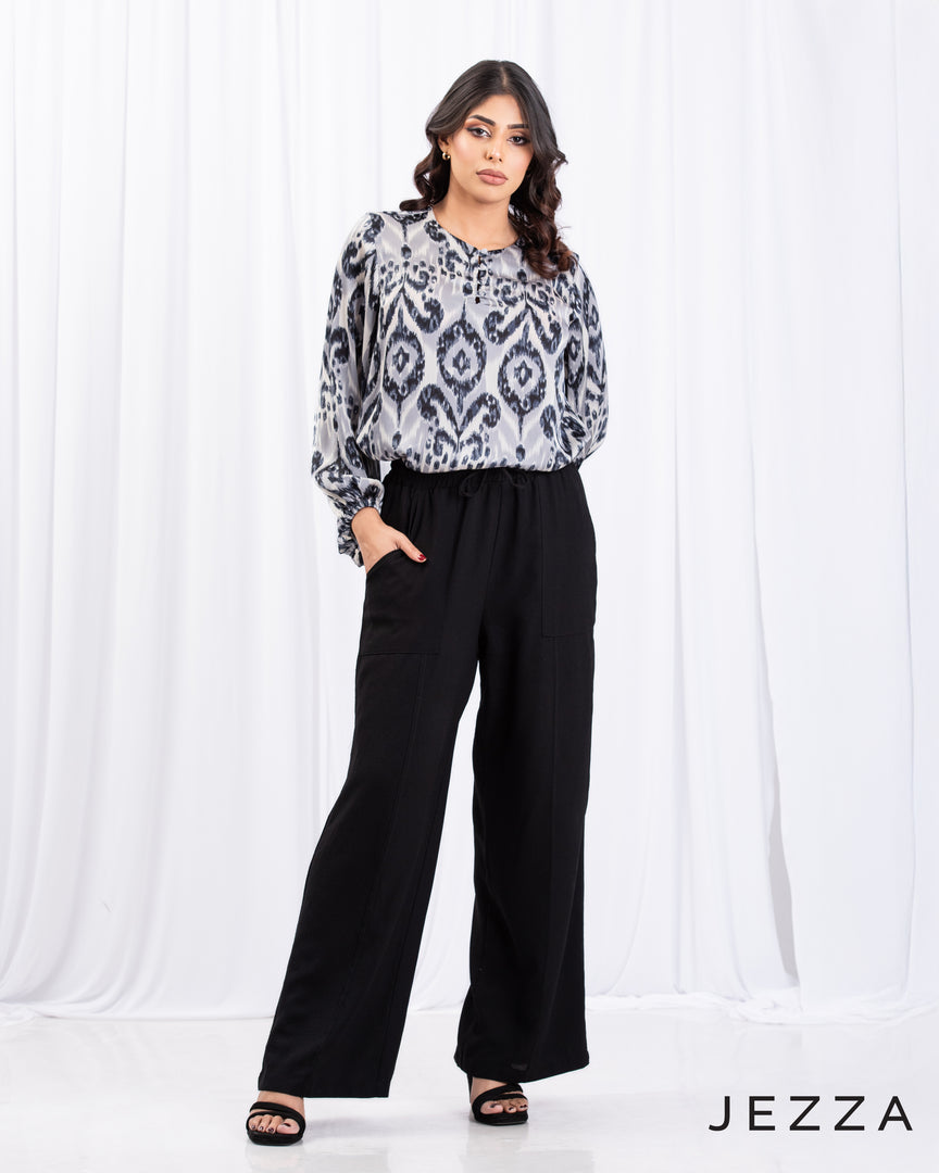 Crinkled Chiffon Hip-Length Top 65551