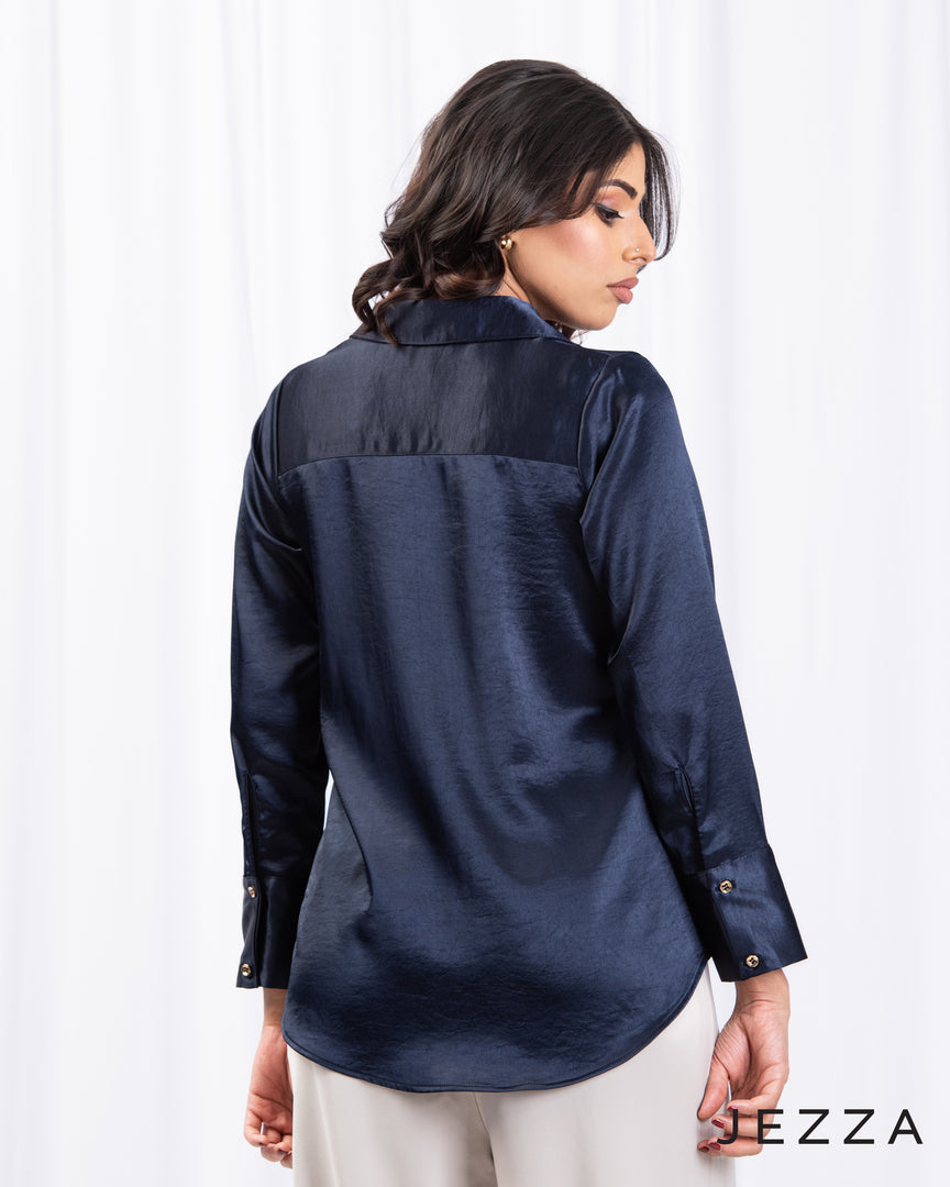 Thick Satin Shirt-Style Top 66301