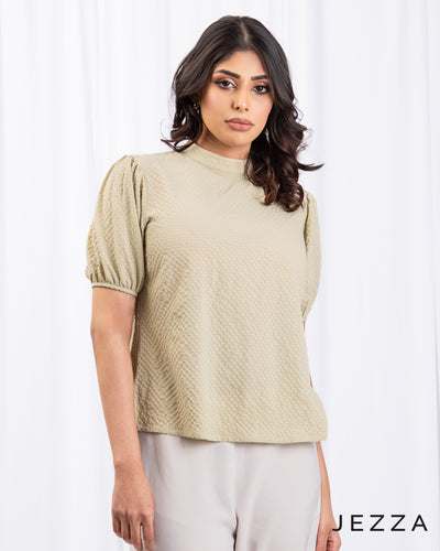 Textured Chic: Popcorn Fabric Formal Crop Top 64841