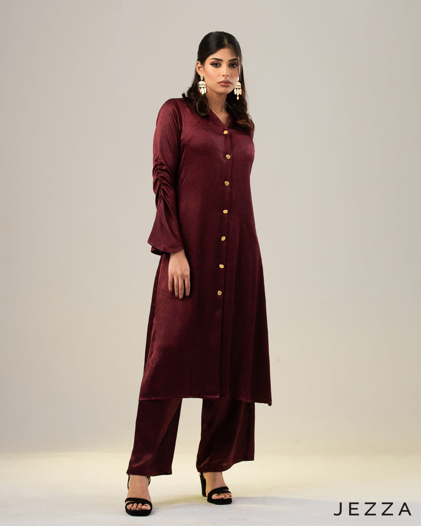 Lustre Luxe: Crushed Satin Co-Ord Set 66472