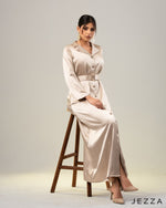 Load image into Gallery viewer, Elegance in Satin: Button-Front Occasion Dress 66462