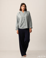 Load image into Gallery viewer, Long Sleeve Shirt Top With Decorative Button Placket 52942