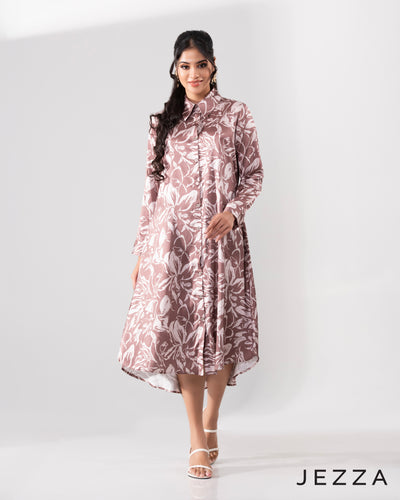 Versa Luxe: Printed Satin Midi Dress 65981