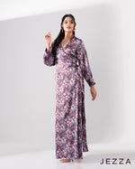 Load image into Gallery viewer, Satin Sway: Printed Wrap Maxi Dress 66191