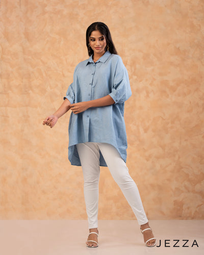 Easy Flow: Below-Hip Poly Cotton High-Low Top 67581