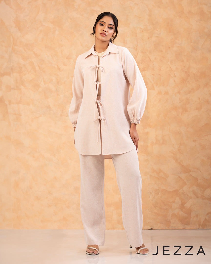 Chic Harmony: Bow-Tie Top and Pant Set 67981 & 6797
