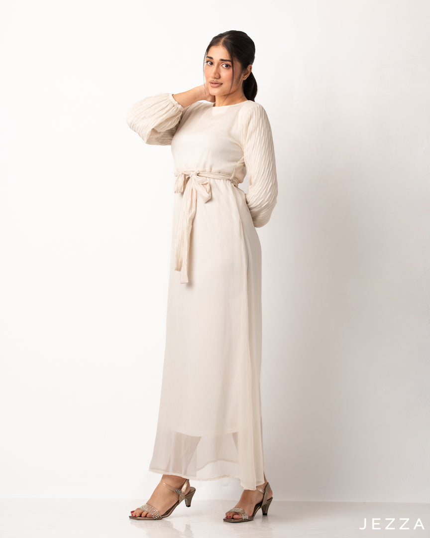 Ankle Length Dress With Tie Up Belt With An Inner Dress 53901/57921