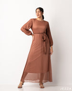 Load image into Gallery viewer, Ankle Length Dress With Tie Up Belt With An Inner Dress 53902/57921