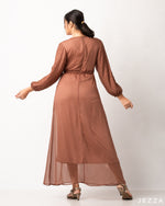 Load image into Gallery viewer, Ankle Length Dress With Tie Up Belt With An Inner Dress 53902/57921