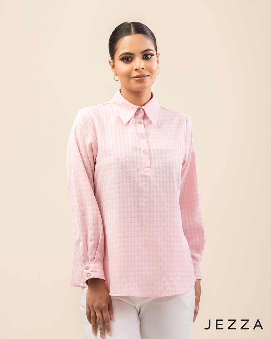 Classic Ease: Half-Placket Shirt Blouse 73111
