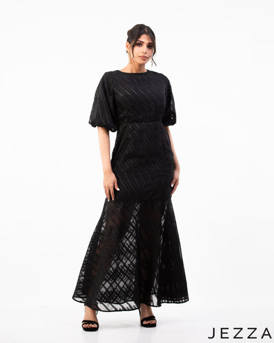 Regal Elegance: Brocade A-Line Dress 68321