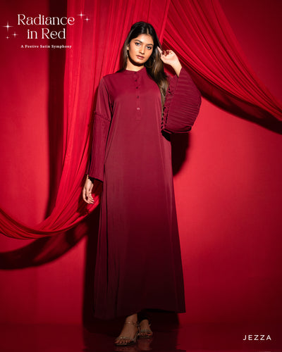 A-Line Dress with Pleated Sleeves 56584
