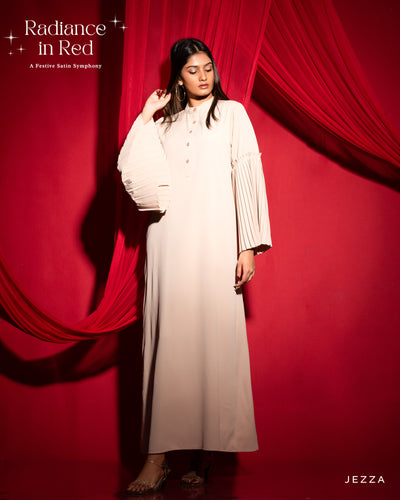 A-Line Dress with Pleated Sleeves 56583