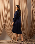Load image into Gallery viewer, Classic Comfort: Dark Blue Cotton Midi Dress 75863