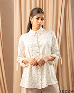 Load image into Gallery viewer, Classic Play: Polka Dot Satin Top with Collar &amp; Collar Band 76861