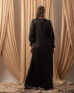 Load image into Gallery viewer, Shadow Elegance: Relaxed Satin Dress with Long Sleeves 76711