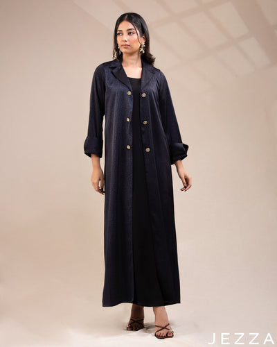 Forest Grace: A-Line Satin Dress with Placket 77101