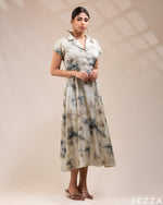 Load image into Gallery viewer, Artful Flow: The Essential Tie-Dye Satin Midi Dress 76821