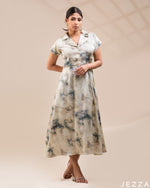 Load image into Gallery viewer, Artful Flow: The Essential Tie-Dye Satin Midi Dress 76821