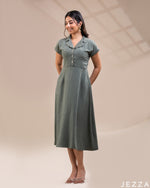 Load image into Gallery viewer, Effortless Elegance: The Satin Regular-Fit Midi Dress 76831