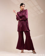 Load image into Gallery viewer, Radiant Ease: The Raspberry Satin Top &amp; Pant Set 66571