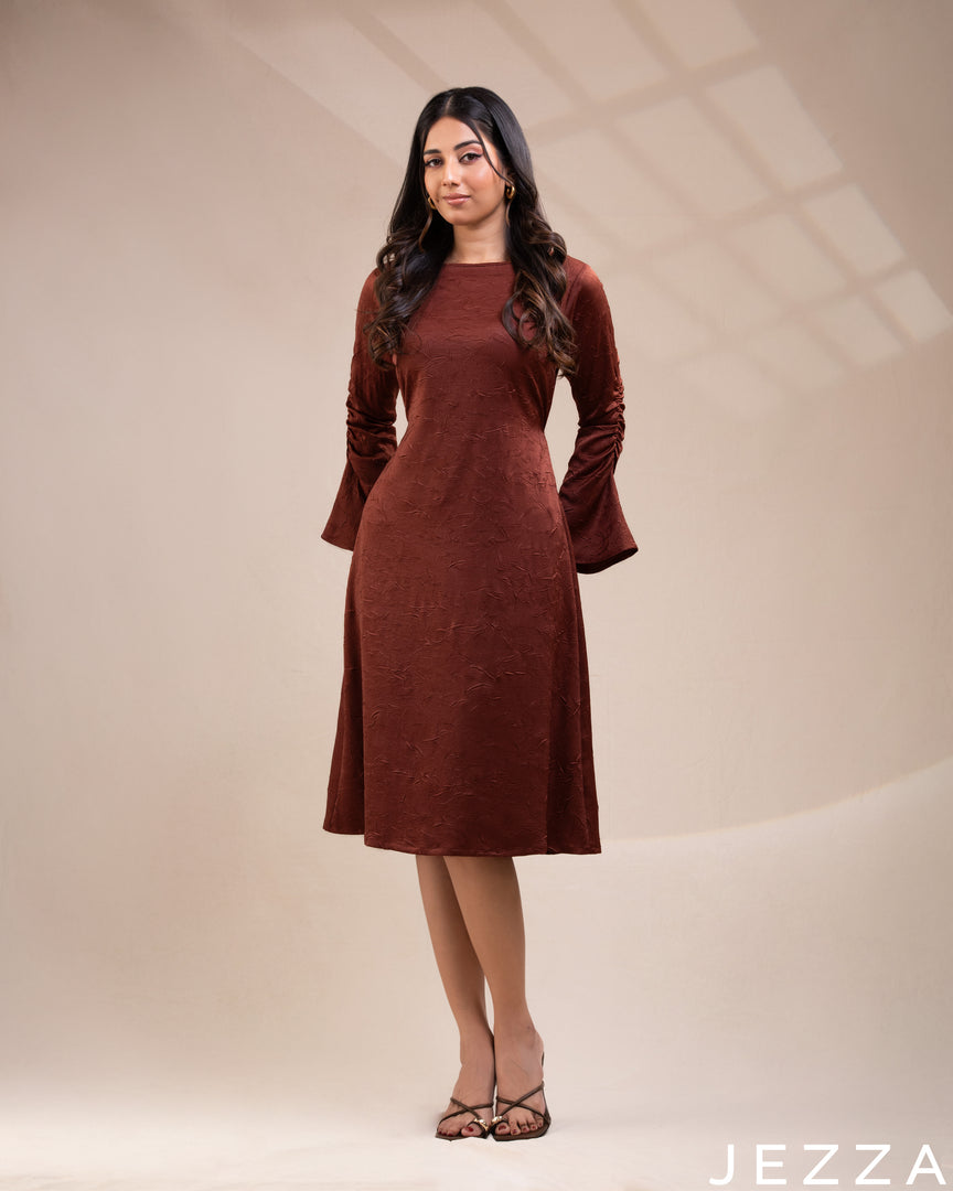 Refined Flow: The Regular-Fit Below Knee-Length Dress-Top 75851