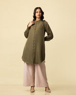 Load image into Gallery viewer, Moss Grace: Mandarin Collar Knee Top 76241