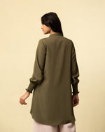 Load image into Gallery viewer, Moss Grace: Mandarin Collar Knee Top 76241