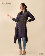 Load image into Gallery viewer, Printed Polyester Top with Decorative Hem 56602