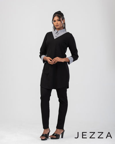 Checked & Solid Panel Top 65341