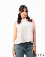 Load image into Gallery viewer, Elegant Detail: Sleeveless Poly-Cotton Crop Top 68531