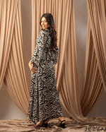 Load image into Gallery viewer, Monochrome Chic: Black &amp; White Print Chiffon Dress 76771