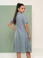 Load image into Gallery viewer, Skyline Ease: Light Blue Slub Polycotton Dress 82893